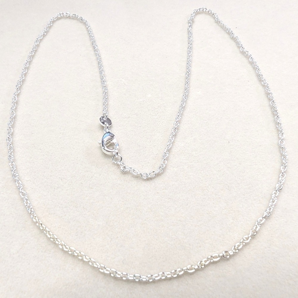 Vintage CW Sterling Silver Rolo Link Chain Necklace 18 Inch Necklace Womens Kids